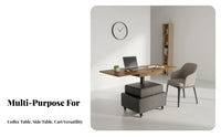 Space-Saving elevateTop Coffee Table Multi-Functional transformable elevateTop Dining Table Height-Adjustable Living Room Furniture Foldable Design for Small Apartment Dwellers, from afar Workers, homeowners, Home Office