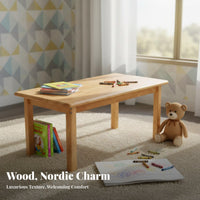 Multi-Functional Kindergarten Table and Chairs Child-Friendly Design Solid Wood Kids Activity Table Set Rounded Corners Wooden Study Desk and Chair Set Stable Structure for Preschoolers, Toddlers, Parents, Preschool, Daycare Center, Playroom
