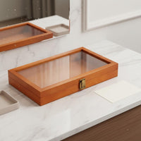 Wooden Box with Clear Lid Metal Latch Closure Wood Box with Glass Top Craft Supply Sleek Polished Finish for Collectors