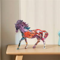 Horse Figurine Graffiti Horse Statue Multicolor for Living Room, Office Desk