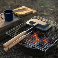 Double Sided Sandwich Pan Detachable Handle Double Sided Sandwich Maker Edges Non-Electric Toastie Maker for Beginners, Breakfast, Outdoor