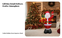 Printed and Sewn Santa with Gift Bag Smooth Inflated Panels Inflatable Santa Father Christmas Raised Arm Holiday Decoration