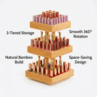 Bamboo Rotating Makeup Organiser, Large Capacity Cosmetic Storage, 3 Tier Vanity Organiser, Skincare Storage for Dresser, Organizer