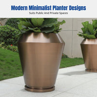 Outdoor Stainless Steel Planter Box, Round Flower Pot, Movable Iron Container for Plaza, Garden, Courtyard