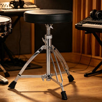 Drum Throne with Tripod Base Adjustable-Height Drum Stool with Padded Seat Drumming Chair Chrome-Finish Stable for Drummers