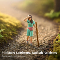 1:64 Scale Hiker Figure Realistic Feature Camping Scene Miniature Person Hand-Painted Resin Figurine Lifelike Features