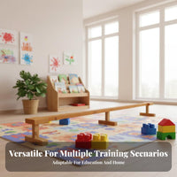 Formaldehyde-Safe Wooden Balance Beam Long-Lasting Thickened Design Kids Balance Beam Natural Timber Wood Single Board Bridge Polished Surface for Children, Preschoolers, Toddlers, Kindergarten, Playroom