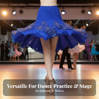 Flowing Design Big Swing Latin Skirt Soft Material Medium-Length Ballroom Skirt Lightweight Breathable for Women, Dancers, Performers, Themed Parties