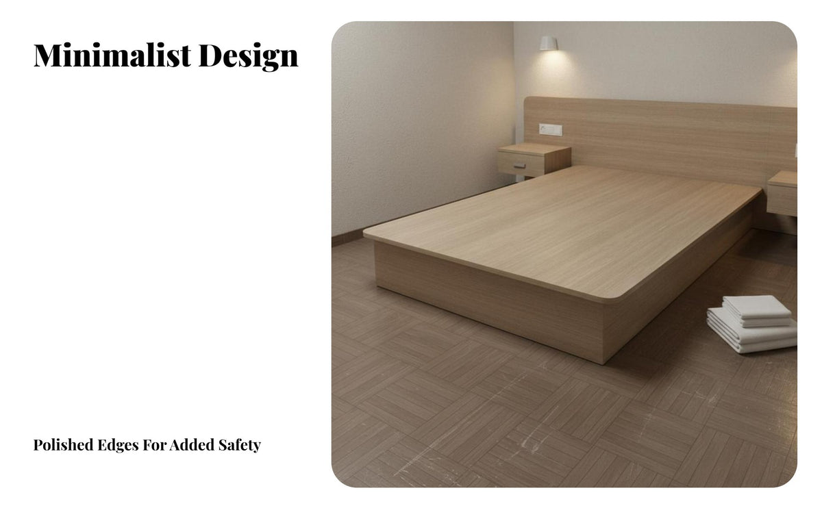 Heavy-Duty Construction Modern Hotel Room Furniture Set Bedside Storage Upholstered Headboard Bed Minimalist Design Platform Bed with Panel Headboard for Innkeepers, Property Managers, Inn, Guest House, Rental Apartment