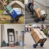 Foldable Hand Truck Portable Shopping Cart with Wheels for Groceries, Camping, and Stair Climbing