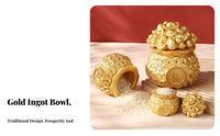 Gold Ingot Treasure Bowl Auspicious Design Chinese Wealth Bag Statue Gold Ingot Wealth Pot Festive Gift Resin Treasure Basin