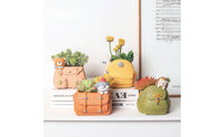 Handmade Backpack Planter Resin Backpack Flowerpot Textured Planter with Drainage Hole Molded for Succulent Lovers, Students, Office, Windowsill