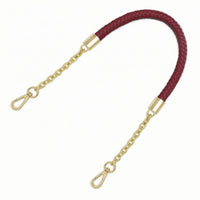 Gold-Tone Braided Bag Strap with Hooks Short Replacement Bag Handle with Clips Sturdy Leather Purse Strap with Chain Classic for Shoulder Bags