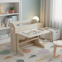Space-Saving Kids Study Desk and Chair Set Multi-Functional Kids Study Table with Chair Ergonomic Design Foldable Activity Table Set Safe Materials for Preschoolers, Toddlers, Kindergarten, Playroom