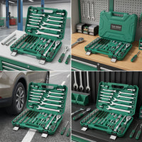 Car Repair Tool Kit Arrangement Mechanics Tool Set Portable Socket and Wrench Set for Home Mechanics, Garage, Roadside Emergency