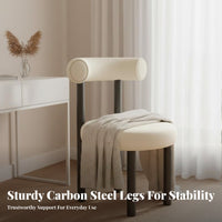 Upholstered Stool with Backrest Minimalist Design Round Upholstered Seat Thick Cushion Makeup Chair for Homeowners, Pet Owners, Bedroom, Dressing Room