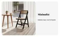 Minimalist Design Rattan Folding Chair Space Saving Foldable Rattan Chair Breathable Seat Home Seating Lightweight for Cafe Owners, Homeowners, Renters, Coffee Shop, Balcony, Living Room, Bedroom