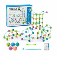 Educational Geometric Building Blocks Creative Play 3D Brain-Teaser Construction Set Sparks Creativity Interlocking Bead and Stick Toy Improves Fine Movement Skills for Children, Preschoolers, Daycare, Classroom