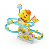 Electric Duck Climbing Stairs Toy Battery-Powered Electric Duck Slide Toy Playset Bright Yellow Interactive for Toddlers