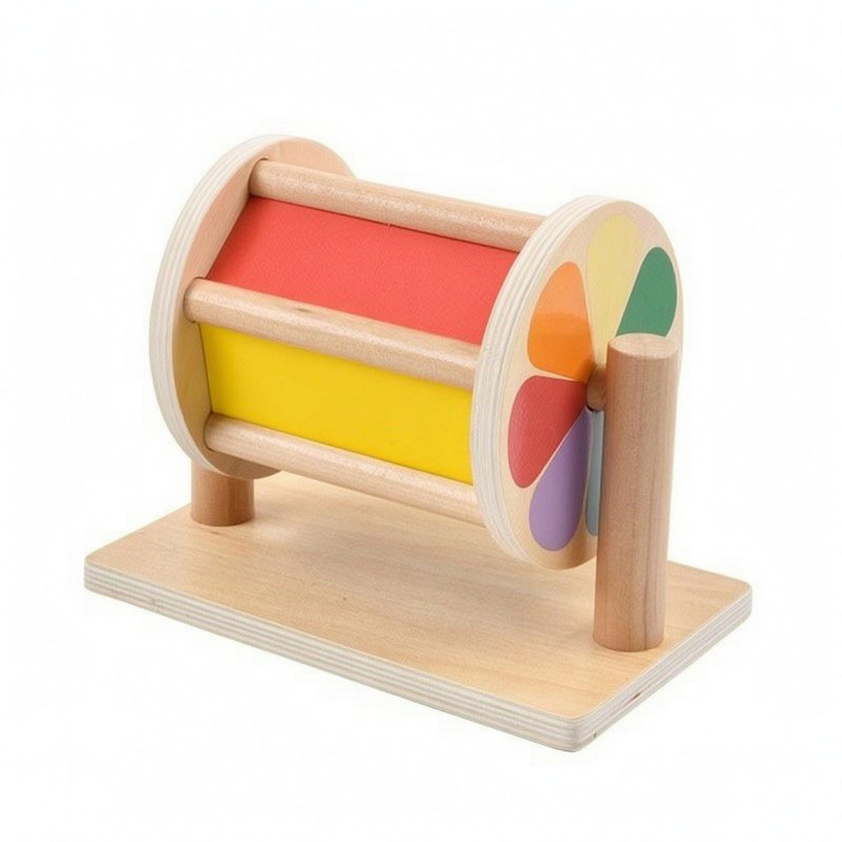 Child-Centered-Style Tabletop Sensory Drum Wooden Textile Drum Toy Early-Learning for Babies 4-12 Months