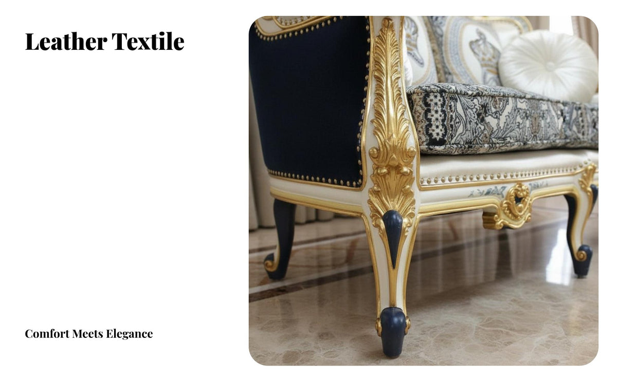 Regal Aesthetic Gilded Frame Armchair French Vintage Look Ornate Couch Luxurious Design Home Furniture Tufted Backrest for Villa Owners, Interior Designers, Couples, Living Room, Mansion, Lounge Area, Hotel Lobby