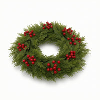 Faux Fir Wreath Soft Textured Decorations for Entrance, Mantel