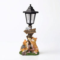 Outdoor Cat Figurine with Lantern Weather-Resistant Garden Statue with Solar Light Long-Lasting Resin Garden Sculpture Adorable for Gardeners