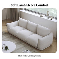 plush Three-Seater Sofa French Cream aesthetic Deep-Seat 3-Seater Lounge Small Space suitable for Couch for Apartment Dwellers, Homeowners, Bedroom, Office