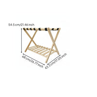 Easy to Fold Folding Luggage Rack Space Saving Foldable Luggage Stand Natural Wood Folding Shoe Rack Multi Use for Entryway, Hotel