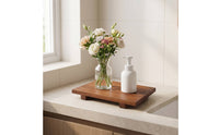 Rectangular Paulownia Wood Tray Natural Wood Base Tray Lightweight Wooden Stand with Feet Low-Rise for Vanity, Tabletop