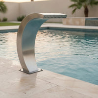 Pool with Base Curved Pool Waterfall Rectangular Hardware for Pond
