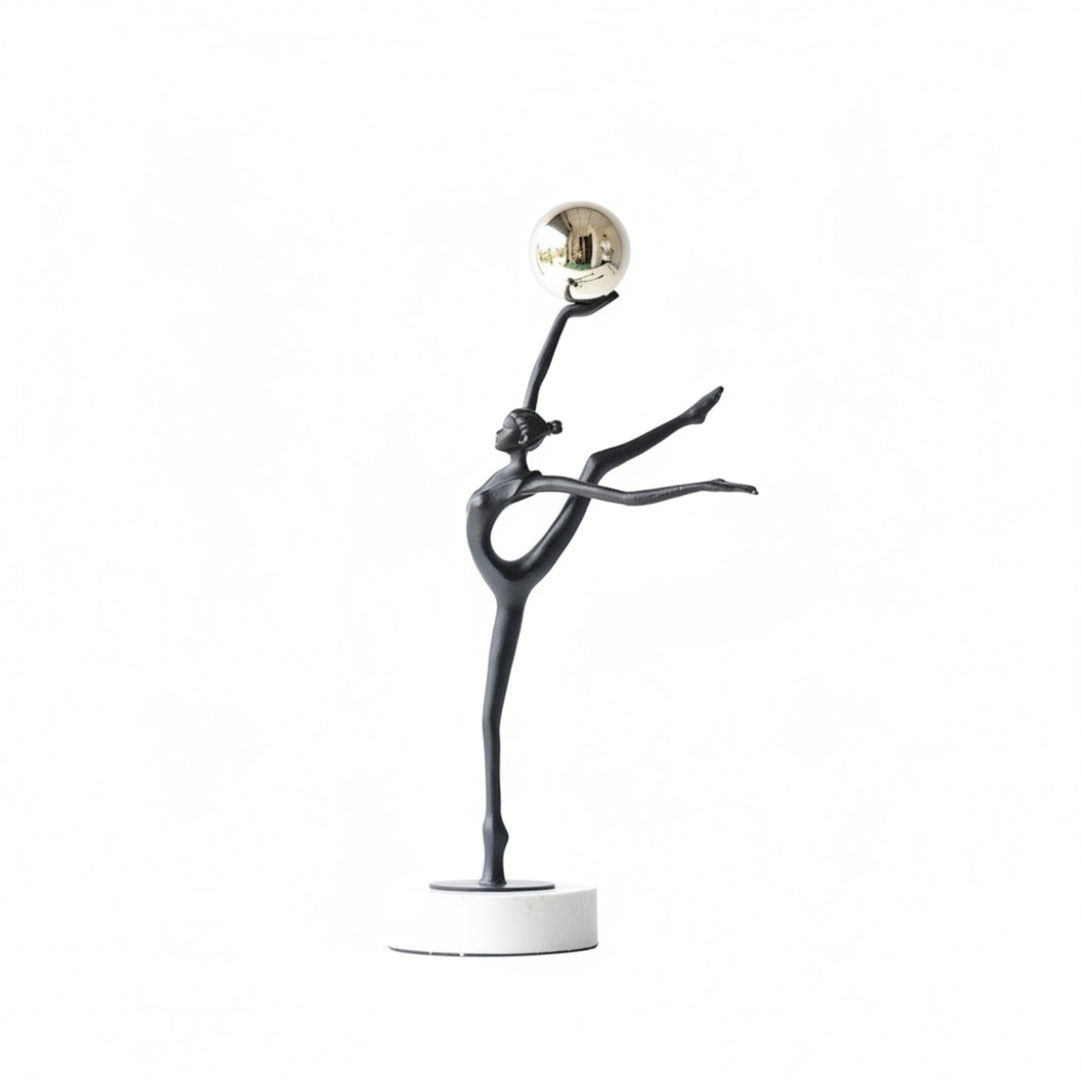 Statue with Sphere Minimalist Abstract Figurine Decorative Tabletop Sculpture for Living Room, Entryway