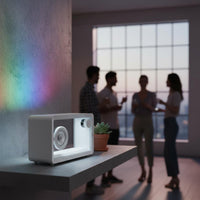Minimalist Design Transparent Bluetooth Speaker Built-in Battery LED Ambient Light Speaker AUX Input Consumer Electronics for Bedroom, Living Room