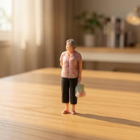 1/64 Scale Miniature Figure with Grocery Bag Painted Miniature Shopper Figure 3D Printed Realistic for Hobbyists, Collectors, Model Street Scenes, Dioramas, Tabletop Layouts