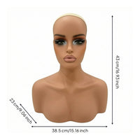 Mannequin Head with Shoulders Professional Realistic Mannequin Head Bald Display Bust for Cosplayers, Jewelers, Storefronts, Photography Studios