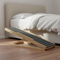 Carpeted Dog Stairs Sturdy Construction Wooden Pet Steps Foldable Dog Ramp Stable Triangular Frame Adjustable Pet Ramp