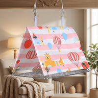 Triangular Bird Cage Hammock with Bottom, Breathable Polyester Summer Nest for Parakeets, Stable Cartoon Balloon Pattern Design