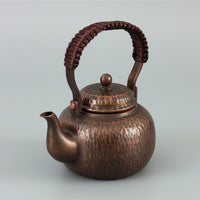 Large Capacity Handmade Copper Teapot Retro Design Stovetop Copper Kettle Thickened Body Kitchen Item Extra Thick for Outdoor, Water Boiling, Campfire