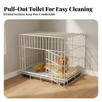 Space-Saving Indoor Dog Kennel with Tray Easy to Clean Wire Dog Crate with Tray Heavy Duty Frame Metal Wire Pet Crate Secure Latch System for Cat Owners, Home Use
