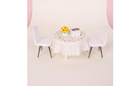 6 Pieces Dollhouse Dining Room Furniture Set Realistic Dollhouse Table and Chairs Miniature Table with Skirt Long-Lasting