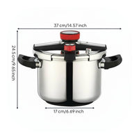 Gas and Induction Compatible Stainless Steel Pressure Cooker Multiple Safety Features Stainless Steel Pressure Pot Even Heat Distribution Single-Hand Opening Cooker Anti-Scald Handles for Home Cooks, Families