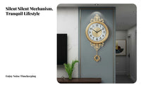 European Hanging Clock Non-Ticking Silent Wall Clock Analog Home Decor for Living Room, Entryway, Hallway Decoration