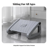 6-Level Adjustment Adjustable Under-Desk Footrest Non-Slip Surface Tilting Foot surface Massage Texture Leg Support scuff-proofResistant Feet for Children, Students, Office Workers, Study Room, Workstation, Home