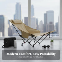 Foldable Design Adjustable Lounger with Leg Rest adaptable Reclining Camp Lounger with Footrest sturdyDuty Frame Folding Recliner Padded Headrest for removeice Workers, Beachgoers, Beach, Fishing, Camping, spineyard