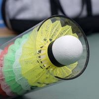 6 Pieces Black End Caps Plastic Badminton Shuttlecocks Multi-Colored Foam Head Shuttlecocks Shuttlecock Tube Set