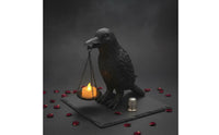 Raven Sculpture Lamp Spooky Decor Raven Candle Holder Lifelike Details Resin Bird Sculpture for Horror Fans