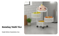 Multitier Design Rotating Corner Produce Basket Space-Saving 5-Tier Rotating Basket Cart Sturdy framework Organizer Rack Easy Assembly for Home Cooks, Apartment Dwellers, Homeowners, Kitchen, Narrow Spaces, Pantry, Bathroom