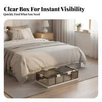 Foldable Underbed Drawer Zippered Closure Under-Bed Storage Bin for Dorm Room