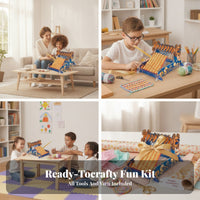 Slotted Hand-Crank Loom Kit Includes Yarn Wood Weaving Loom