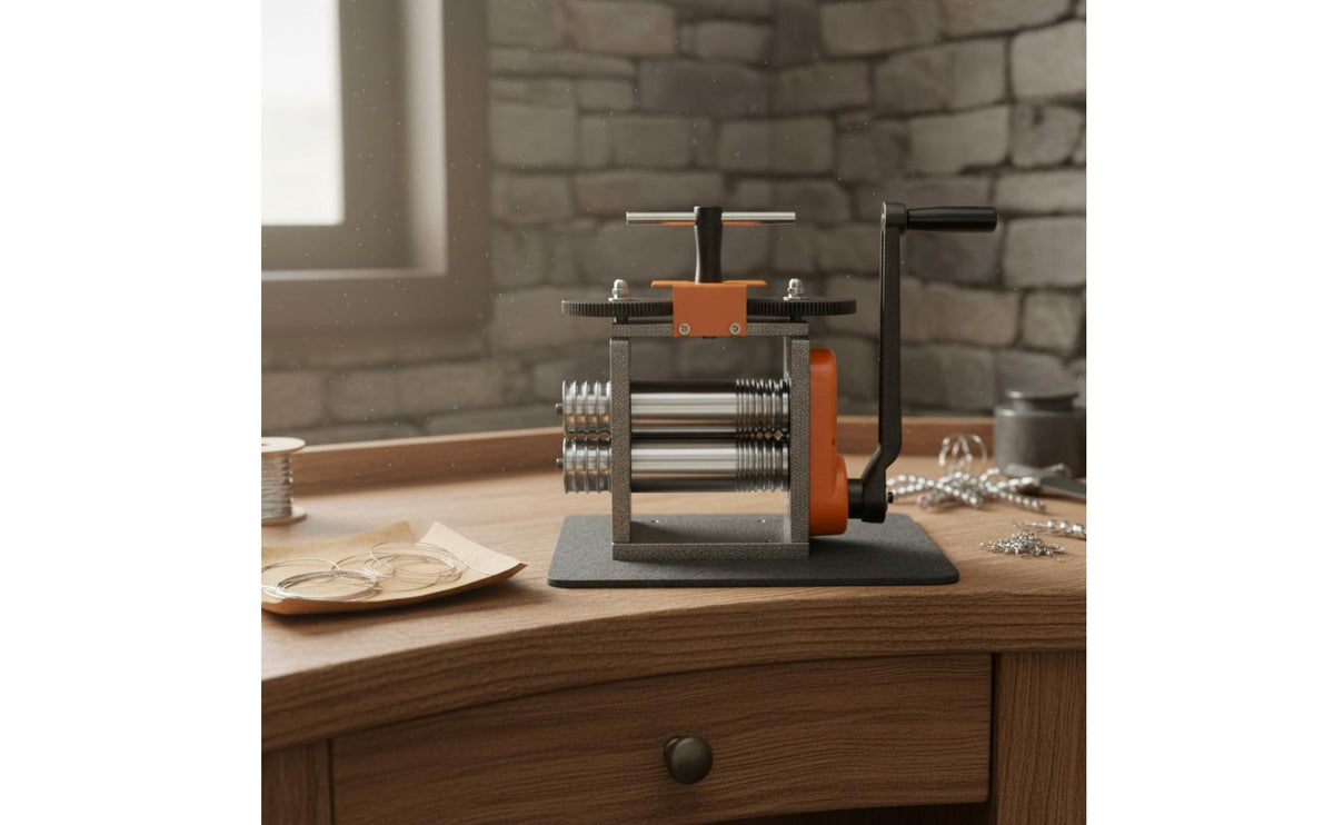 Jewelry Rolling Mill Adjustable Thickness Goldsmithing Press Machine Manual Rolling Mill Labor-Saving Gear Reduction